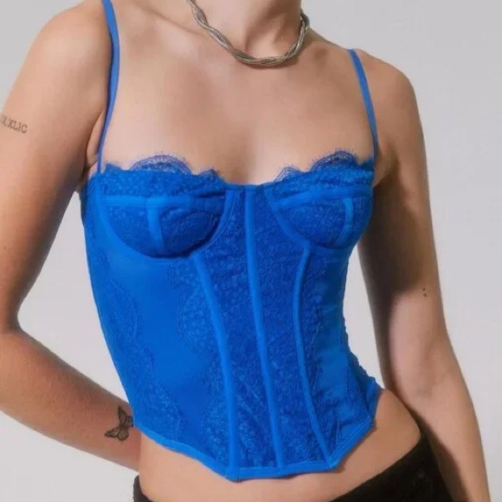 UO Out From Under Blue Corset Top